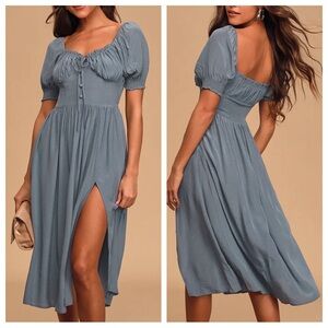 Lulu’s Good Side Bustier Dress Blue Small